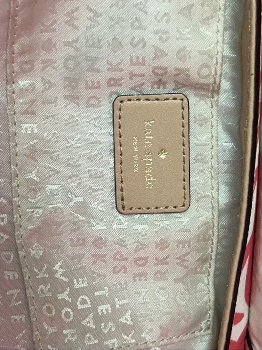 kate spade Pink and White Leaf-Print Crossbody Bag Approx. 8 x 5.5